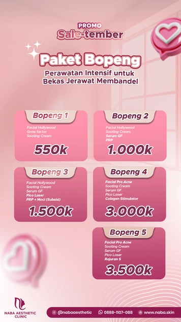 Promo Sale-tember Naba Aesthetic Clinic – Paket Bopeng Perawatan Intensif Bekas Jerawat Membandel mulai 550K